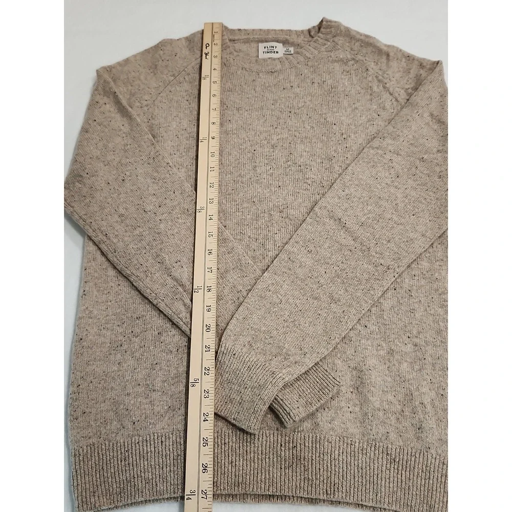 Flint and Tinder Huckberry Wool Sweater Mens M Beige 100% Extra Fine Merino Wool